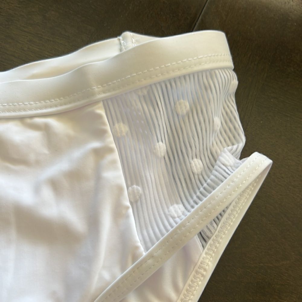 Ella Moss White Sheer Dot Panels High Waist Bikini Bottom Size Small — image 5 of 7
